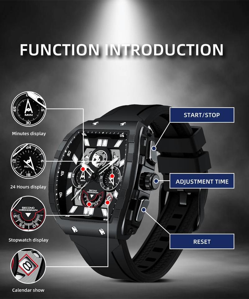 Product Introduction of 【003Harga telah diganti, cepat beli】BIDEN Jam Tangan Pria Anti Air Olahraga Multifungsi Tali Silikon Pria Jam Tangan Cowok Original YNR028 20