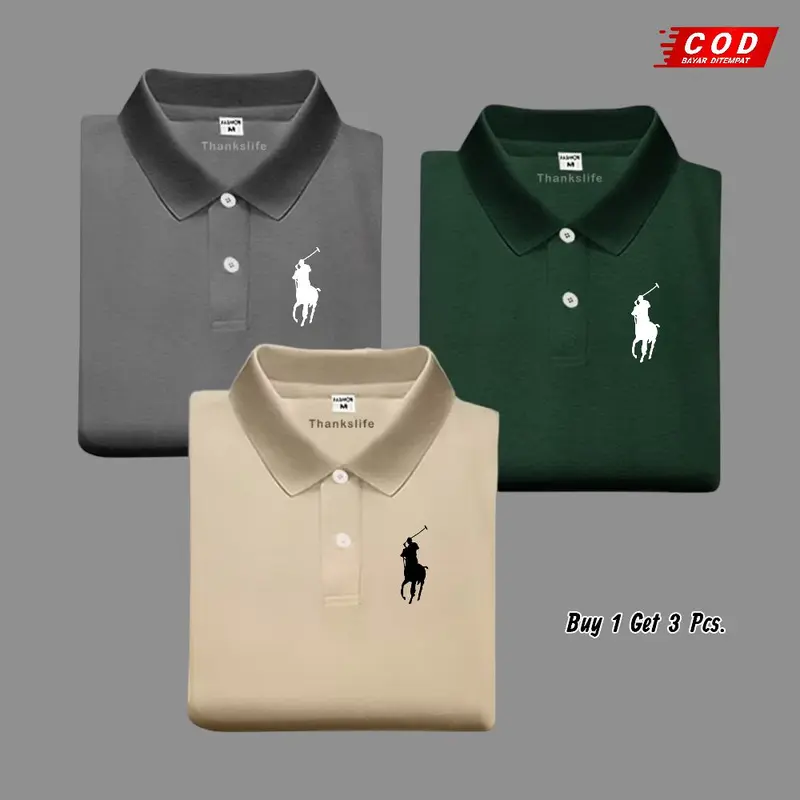 Paket 3 Pcs Kaos Polo Shirt Kerah Polos / Kaos Polo Pria Lengan Pendek Premium Quality 5