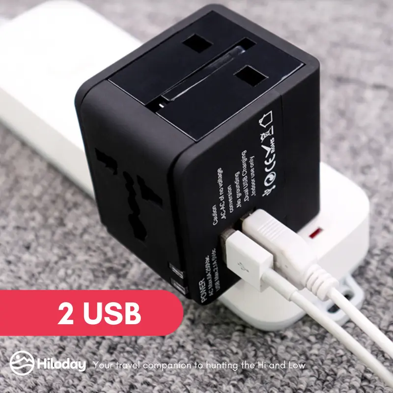HILODAY | Universal Travel Adaptor Colokan Internasional Fast Charging Dual USB EU/UK/USA/AUS 3