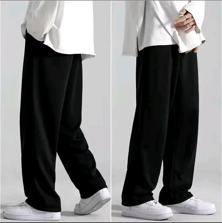 Qeelaand - Loose Pants Unisex Pria Wanita Celana Training Oversize Bahan Katun Flacee Korean Style Pria Wanita Sweatpants Loose Baggy 8