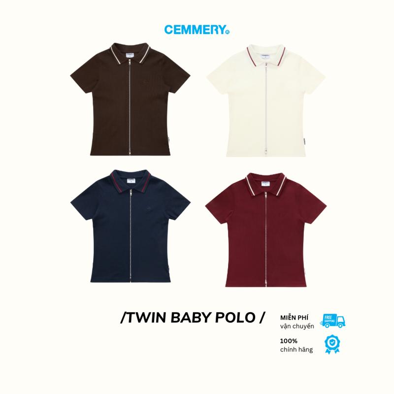 Áo Baby Polo CEMMERY Local Brand Chính Hãng Twin Zip Áo Polo Thun Gân Nữ Khóa Zip 2 Đầu 4 Màu