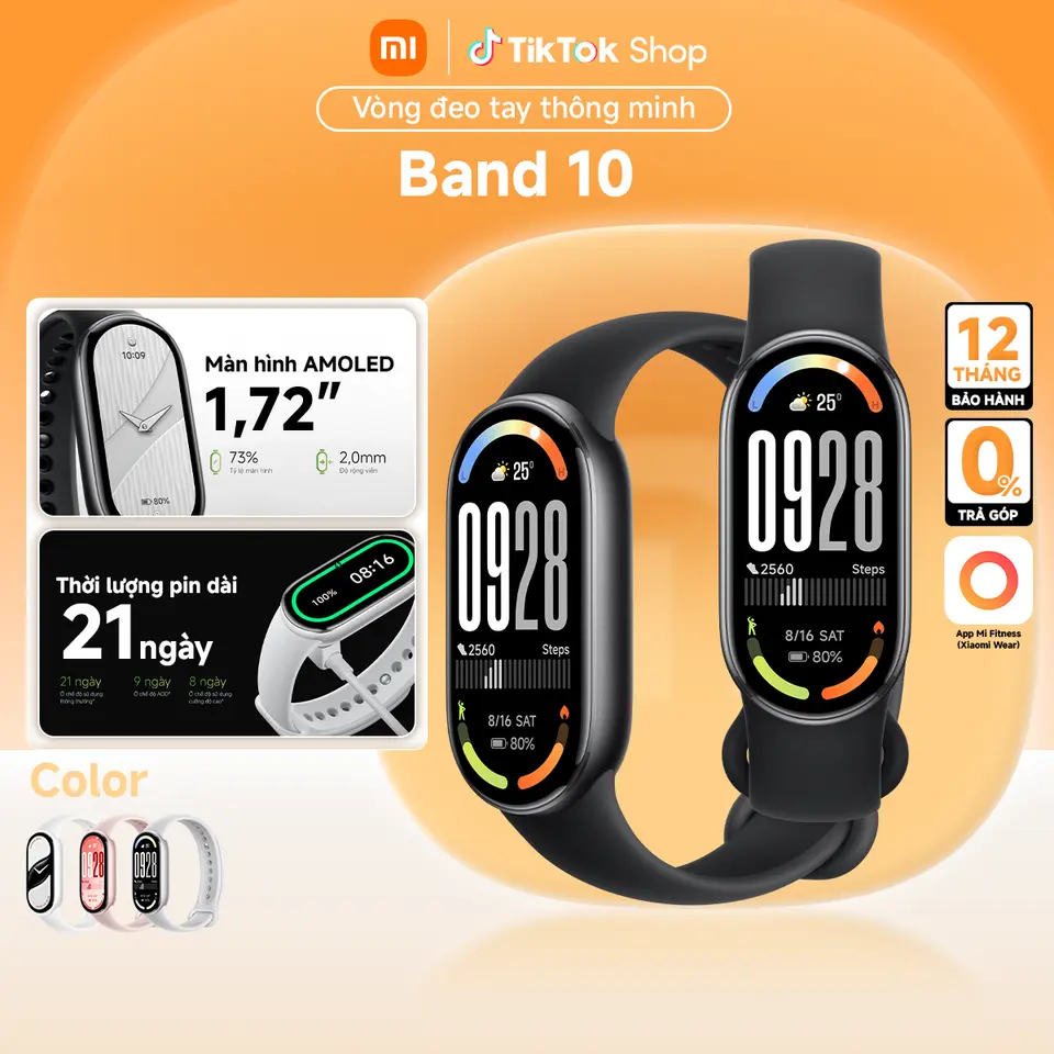 Vòng Đeo Tay Thông Minh Xiaomi Miband 10/11 - Màn hình AMOLED 1.72" - Pin tới 21 ngày - Màu sắc thời trang - Bản Quốc Tế Bảo Hành 12 Tháng - Hàng chính hãng