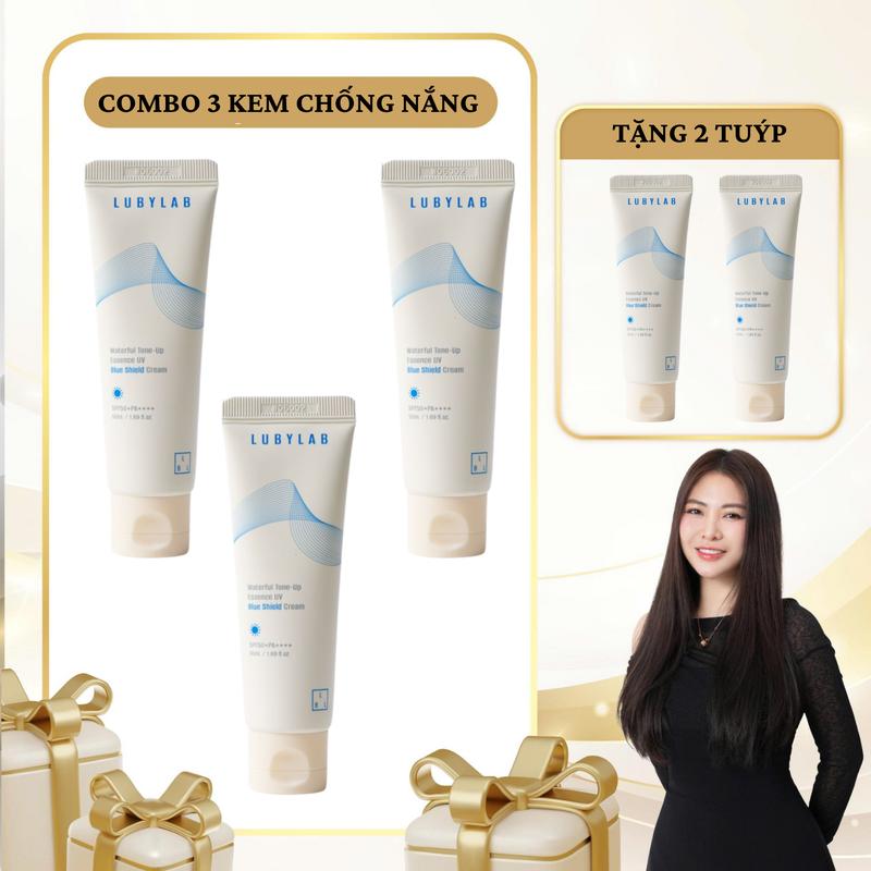 SN1670 - Combo 5 Tuýp Kem chống nắng Lubylab Waterfull Tone-up Essence UV Blue Shield SPF50+ PA++++ 50ml