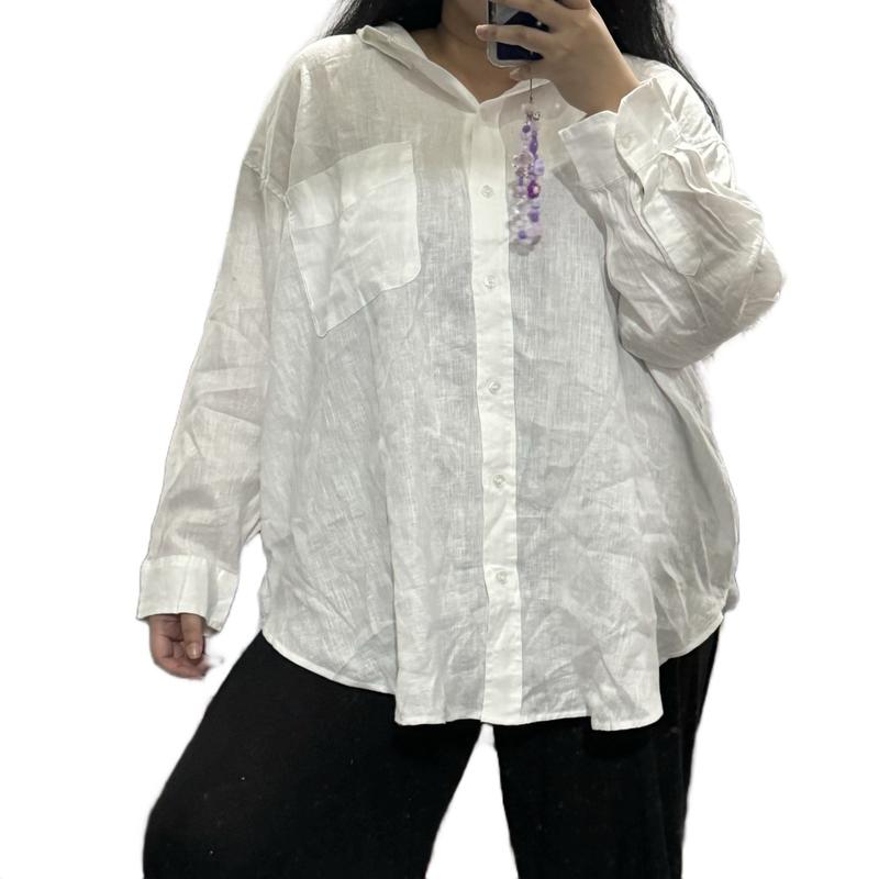 HMM White Linen Long Sleeve Shirt 1