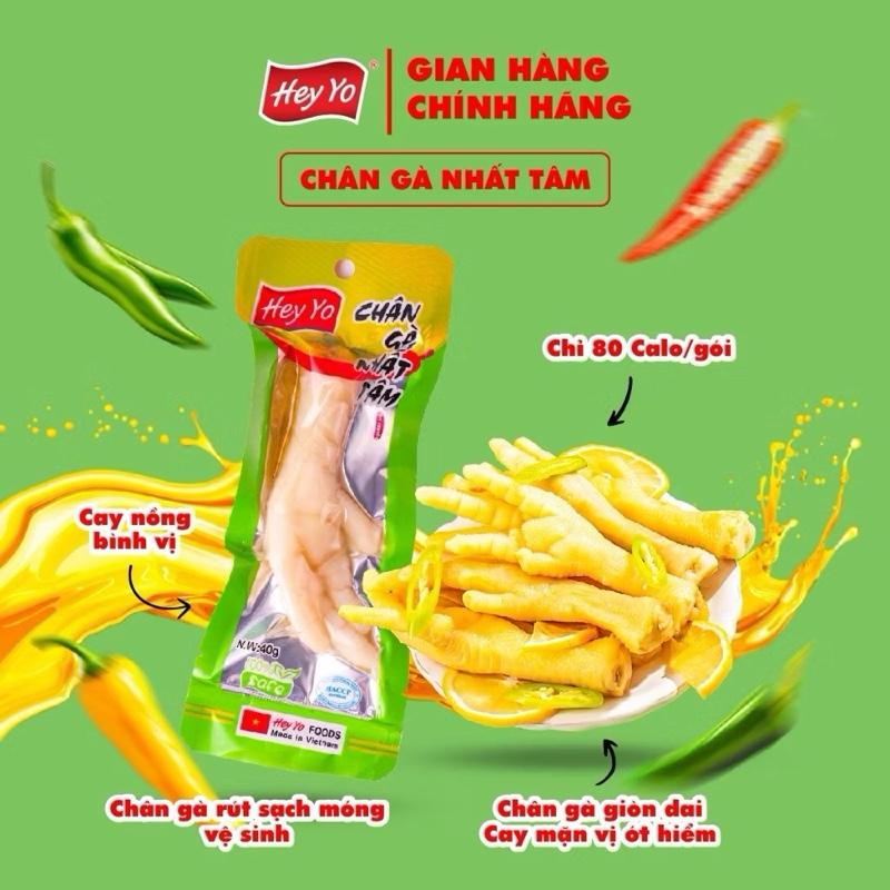 Combo 40 và 50 ,60 gói Chân gà cay ớt xanh chân gà Nhất Tâm Hey Yo food 40g.