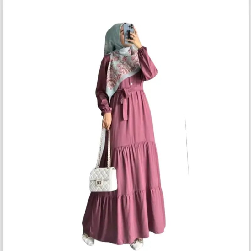 Gamis Wanita Syar'i Muslim Elegan Terbaru Azzahra Bahan Cringkel Lengan Panjang 1