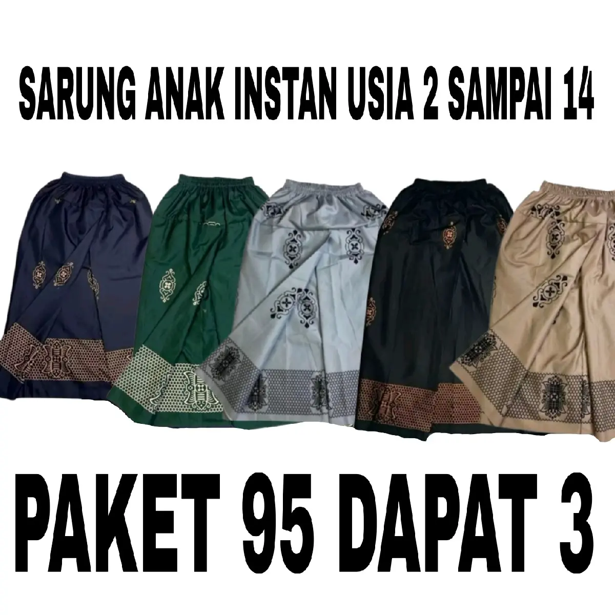 PAKET 95 RIBU DAPAT 3pcs SARUNG INSTAN ANAK MOTIF SARWON USIA 2 SAMPAI 14 TAHUN