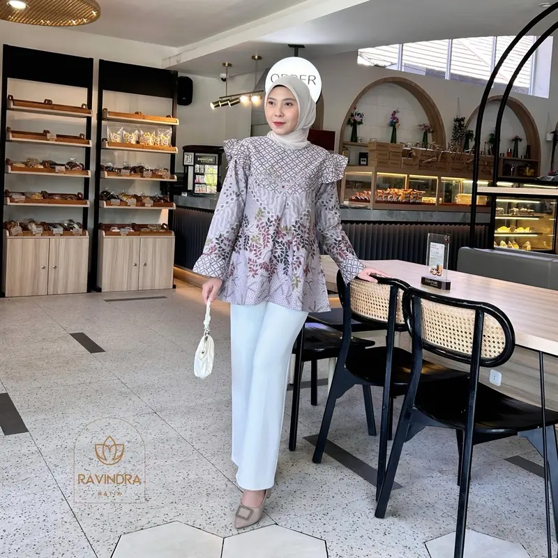 BATIK RAVINDRA Blouse Batik Jasmine Lengan Panjang Wanita Atasan Kantor 3