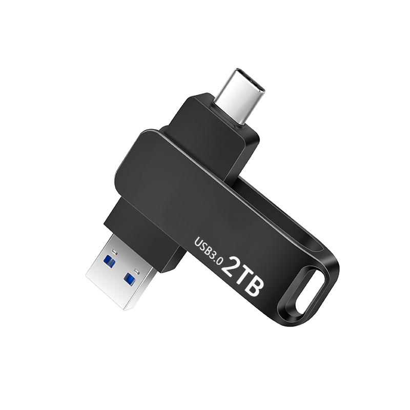 Ổ đĩa Lung Linh USB, Vật liệu kim loại, Dung lượng lớn tốc độ cao (2000GB, 512GB), Sử dụng kép OTG cho Type-C và Micro, Thích hợp cho việc học tập và sử dụng văn phòng, Ổ đĩa U 1TB 9
