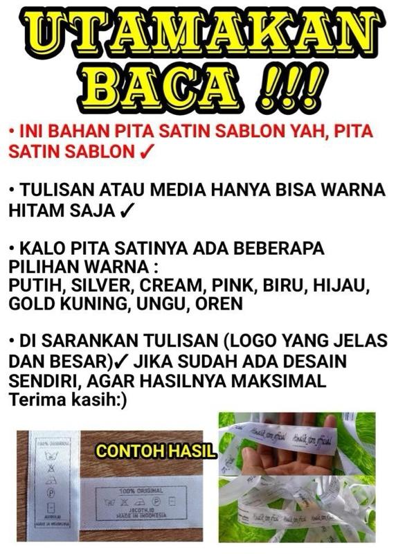 100 pcs Label baju satin custom lebel hijab tas sepatu topi jaket kaos ...