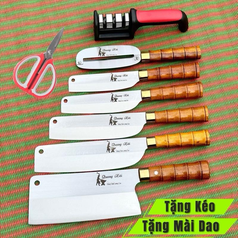 [MUA 6 TẶNG 2] Bộ dao thép trắng không rỉ Chặt thái bào [Tặng máy mài + Kéo]