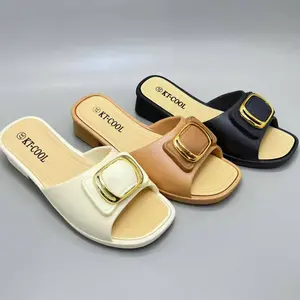 Size 37-40 7001-7 Sandal Wanita Wedges Sol Tebal Versatile Sandal Slip On Karet Lentur