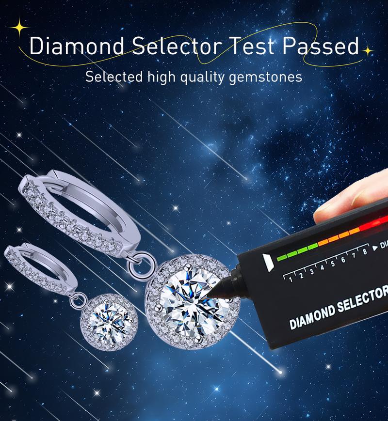 Product Introduction of 【003Harga telah dibanting, segera di CO】Chard Wake Anting princess round Anting wanita elegan high quality cantik elegan anti Zirconia 1 Carat Sertifikat GRA Kotak Indah   CWE002 5