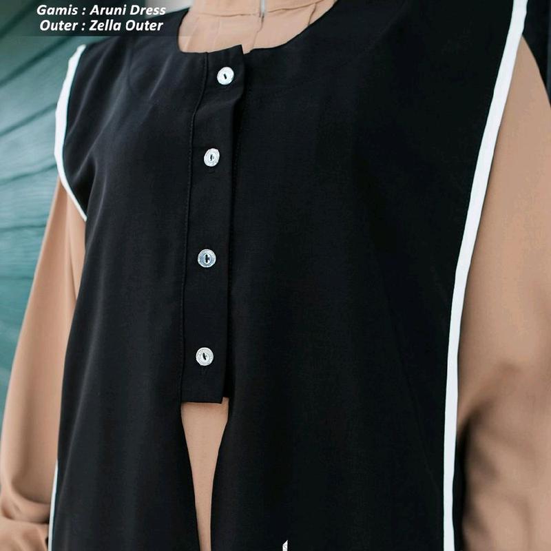 ARUNI DRESS ZELLA OUTER BY ANNASHIHAH/ TWO IN ONE/ GAMIS MUSLIM+OUTER BAHAN SABRINA BEST PREMIUM 2