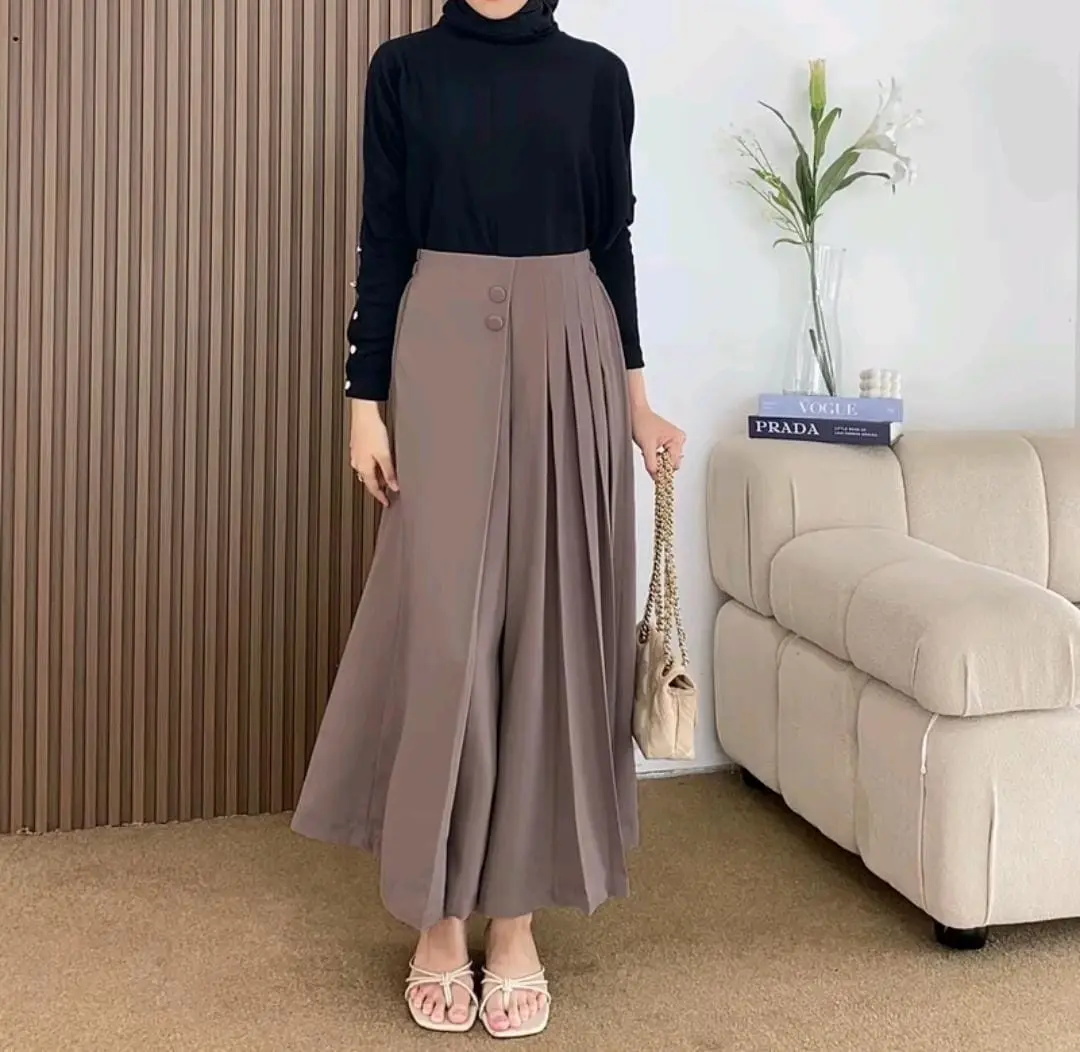 TELARIS Kulot Cellie Premium Cellie  Kulot Pleats highwhays celana kulot wanita premium terlaris celana panjang moderen kulot jumbo Rok Celana Wanita Fit Santai Formal Simple Cantik Loose Nyaman Lembut  Casual Variasi