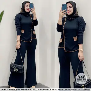 Setelan Wanita Kekinian Livi Set Bahan Knit LD 110cm Simpel Modis Adem Lembut