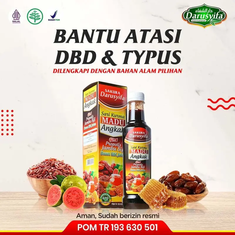 Darusyifa - Sari Kurma Madu Angkak Plus Propolis Jambu Biji  470gr Obat Tipes Bdb Dan Membantu Menaikan Trombosit Asli Original 0