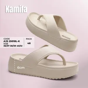 Sandal Jepit Wedges Wanita Bahan Karet EVA Model Polos Terbaru Anti Selip