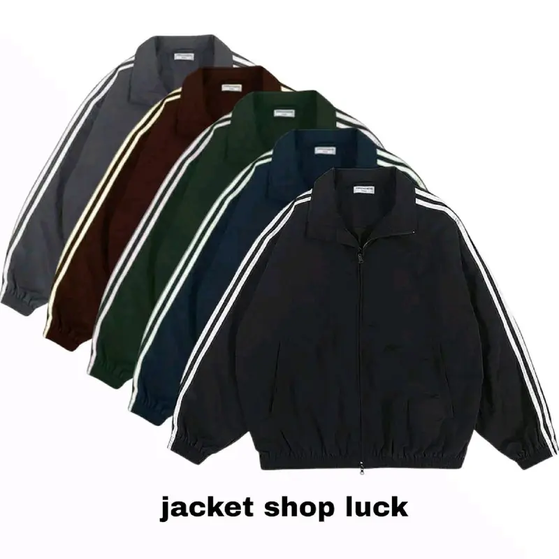 jaket & mantel Jaket Track Distro Windbreaker Parasut Shoft - Pria Waterproof Casual Keren Simple varsity jacket outfits bomber vintage Nyaman Outdoor premium Hitam Sporty twist perasut 0