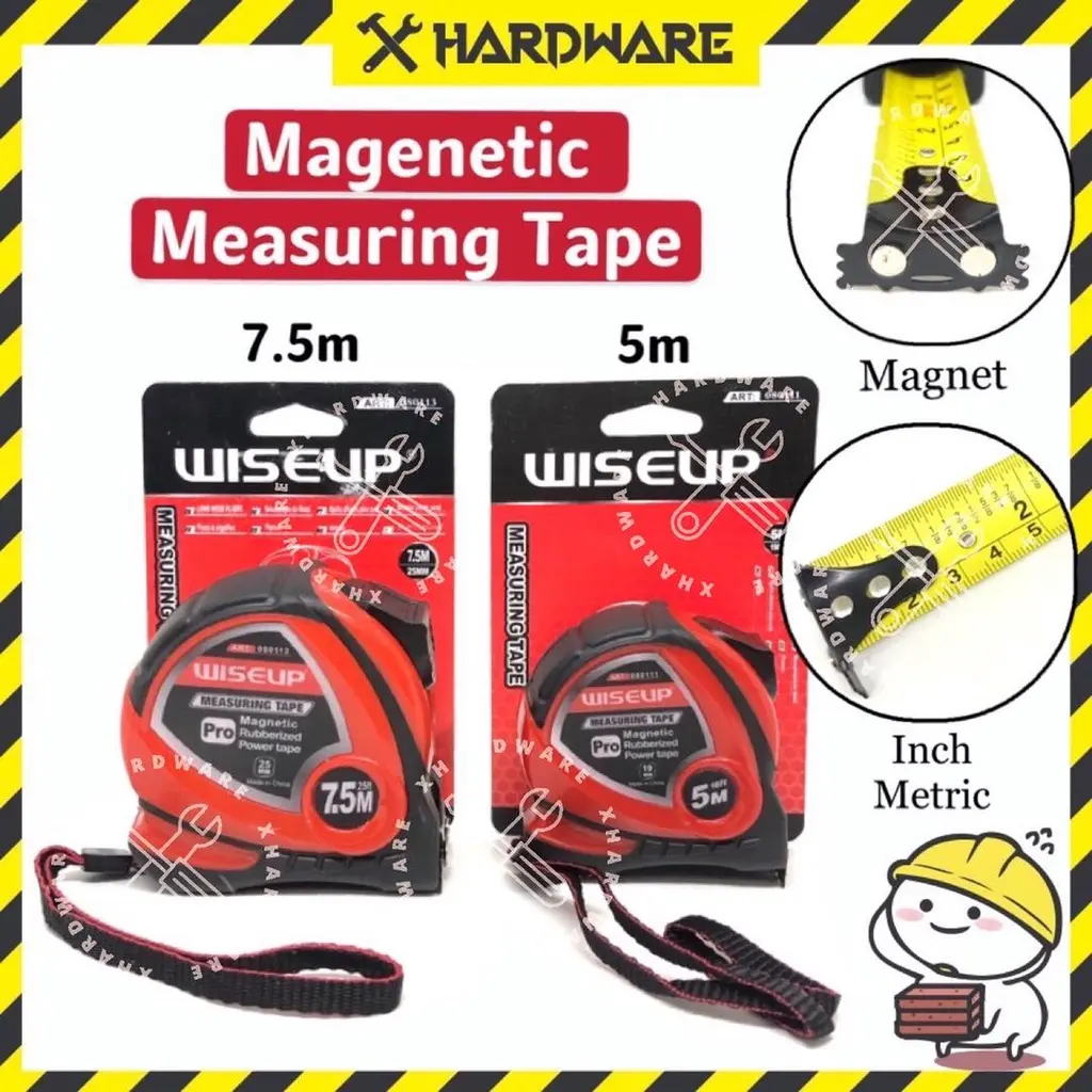Wise Up Heavy Duty Magnetic Measuring Tape/Tape Measure Magnet/Power Tape/Pita Ukur/Measuring tape magnet/Leveling//