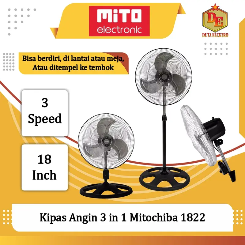 Kipas Angin 3 in 1 Mito 1822 Tegak Dinding Duduk Mitochiba 0