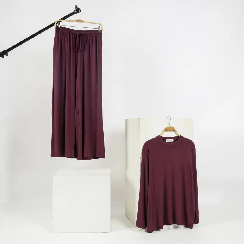 LONGSLEEVE PAJAMA | Setelan baju tidur panjang celana panjang | Rayon Piyama Nyaman Kaos Lembut | One set Wanita Dewasa 3