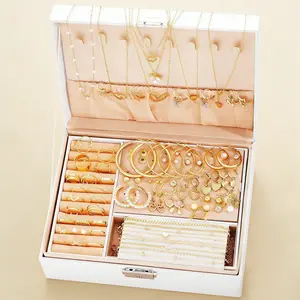 64 Potong Aksesori Wanita Set Perhiasan Kupu-Kupu Elegan Indah Termasuk Anting Bintang Cincin Kalung Tanpa Kotak Hadiah