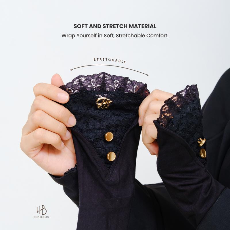 HIJABERLIN - Handsock Ring Luxe I Sarung Tangan Sholat, Manset Cincin Tangan, Aksesoris Haji & Umroh 8