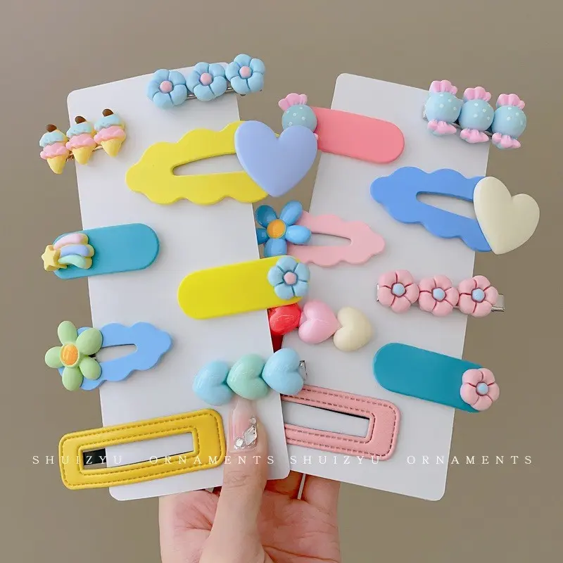 Bộ Kẹp Tóc Dệt Kim, Hàng Mới Về, Dễ Thương Cho Trẻ Em, Kẹp Tóc Mái, Kẹp Tóc, Thiết Kế Hoa Và Trái Cây, Thích Hợp Cho Bé Gái, Kẹp Tóc, Phụ Kiện Tóc 6