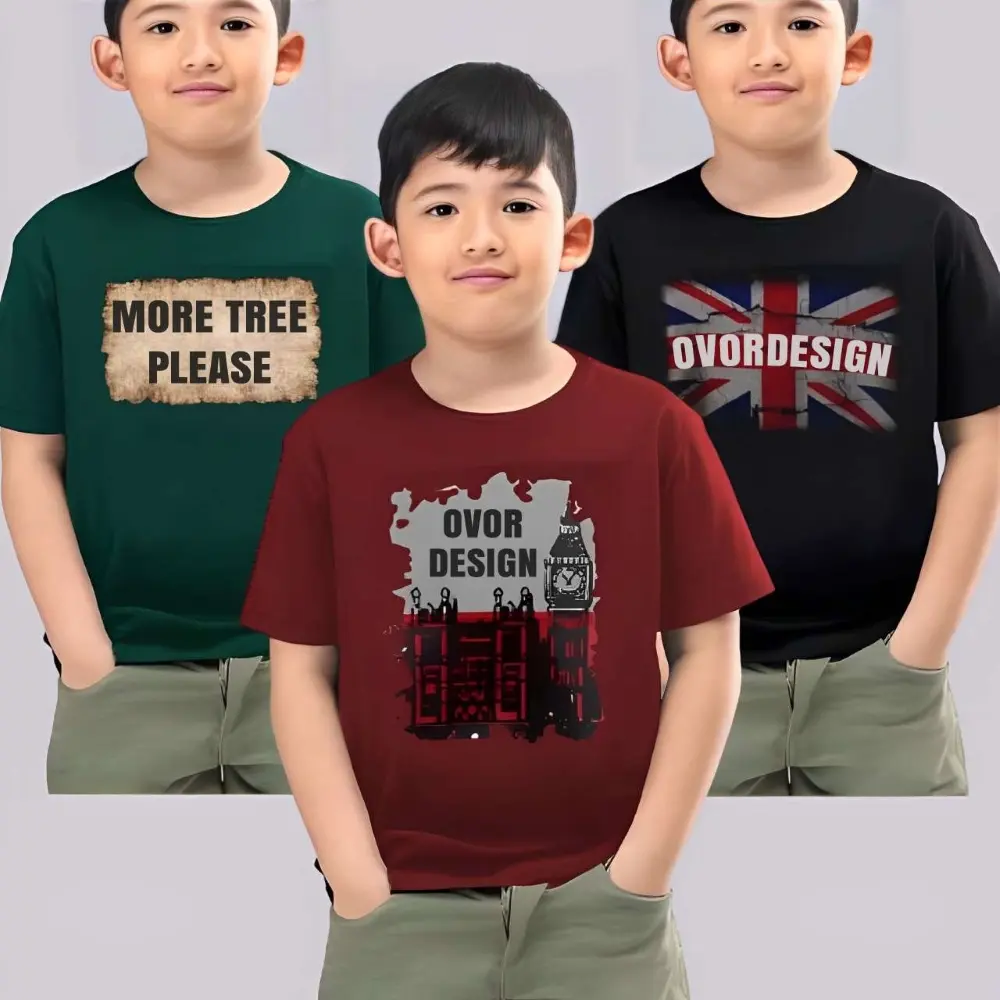 Kaos Anak 3pcs Baju anak distro Kaos anak laki laki Baju anak Lengan pendek Bahan katun 10-15 tahun