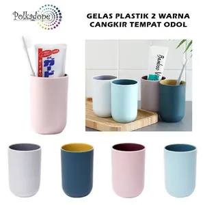 POLKADOPE Official - Gelas Cangkir Wadah Odol Sikat Gigi - Wadah Pasta Gigi di Kamar Mandi Plastik