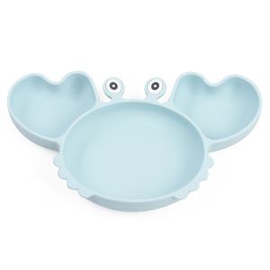Crab shape cute tableware bpa free infant led weaning silicone suction plates