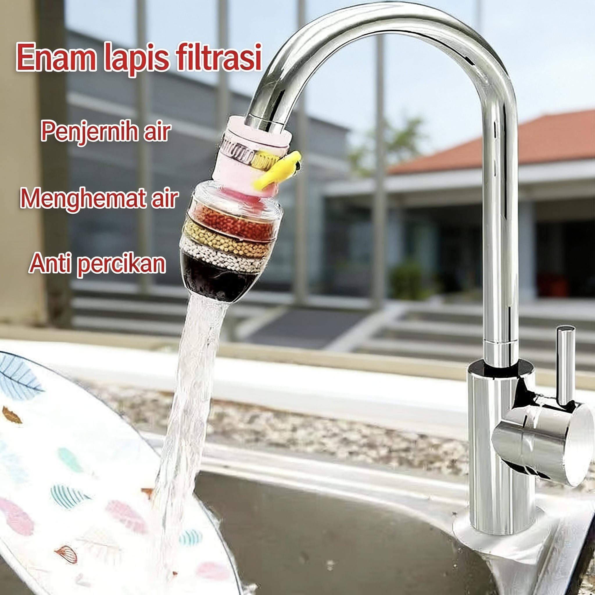 【Sam's market】Saringan Air Kran Filter Sambungan Keran Wastafel Dengan 4 Lapis Penyaring Water Filter Karbon