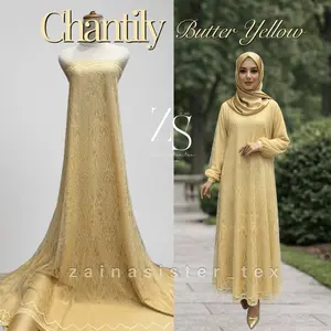 Bahan Kain Brokat Brukat Panel Chantily Lace Semi Prancis France Trevie Series Warna Rosegold Cream Turkish Mahogany Brown