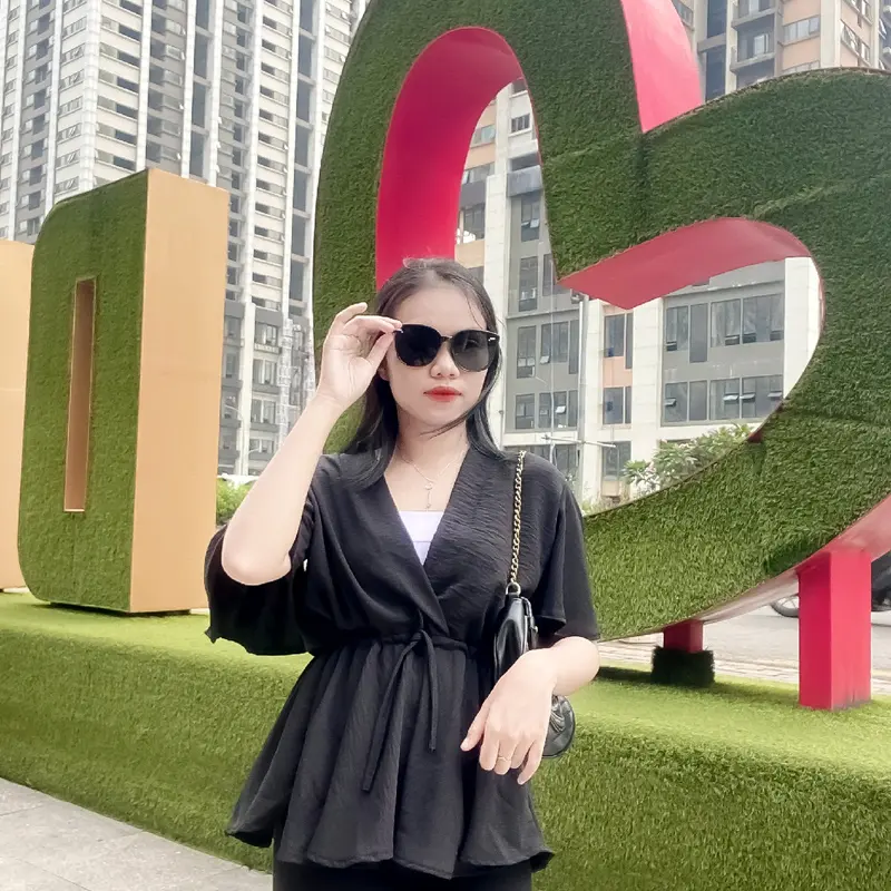 Cessie blouse Rempel wanita polos cringkle airflow casual serut rample Santai Baju Atasan Crinkle Panjang Nyaman 8