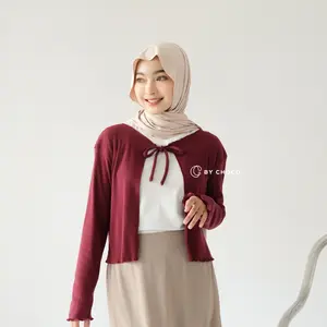 by Choco - Gia Cardigan - Outer Korean Style Minimalis Top Muslim Wanita Kardigan Crop Big Size Jumbo