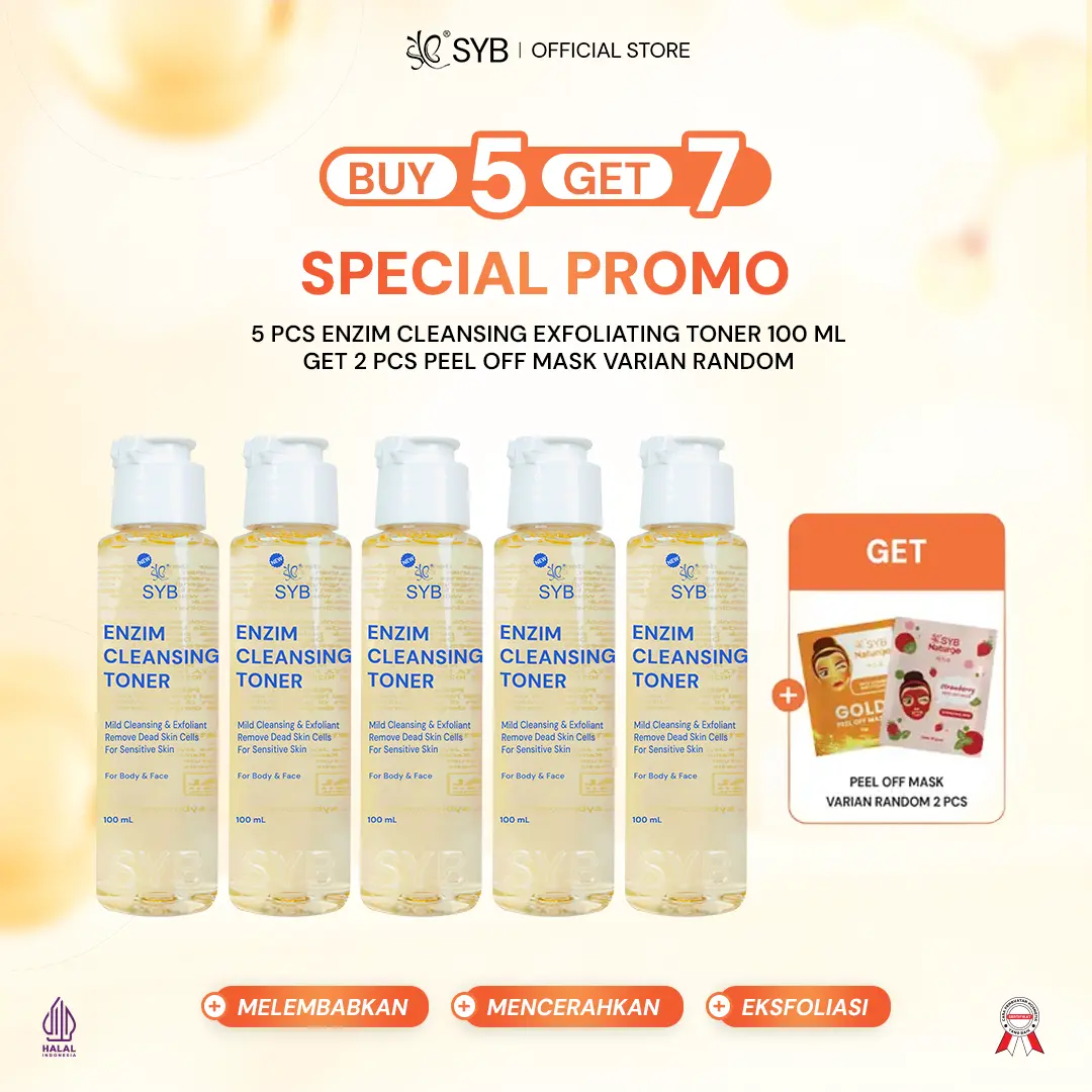 5pc EnzimCleansingToner 100ml Get 2pc PellOff Mask