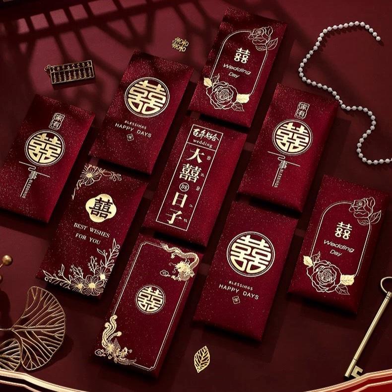 Combo bao lì xì cưới hỏi song hỷ sang trọng siêu hot lixit et bê tráp đám cưới đám hỏi biểu tượng may mắn hạnh phúc 2025