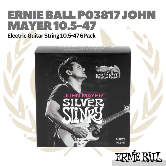 Gambar Ernie Ball 3817 John Mayer Silver Slinky Nickel Wound Electric Guitar Strings, 10.5-47, 6-Pack Box - Senar Gitar dari GH Music Store Kota Tangerang Selatan Tokopedia