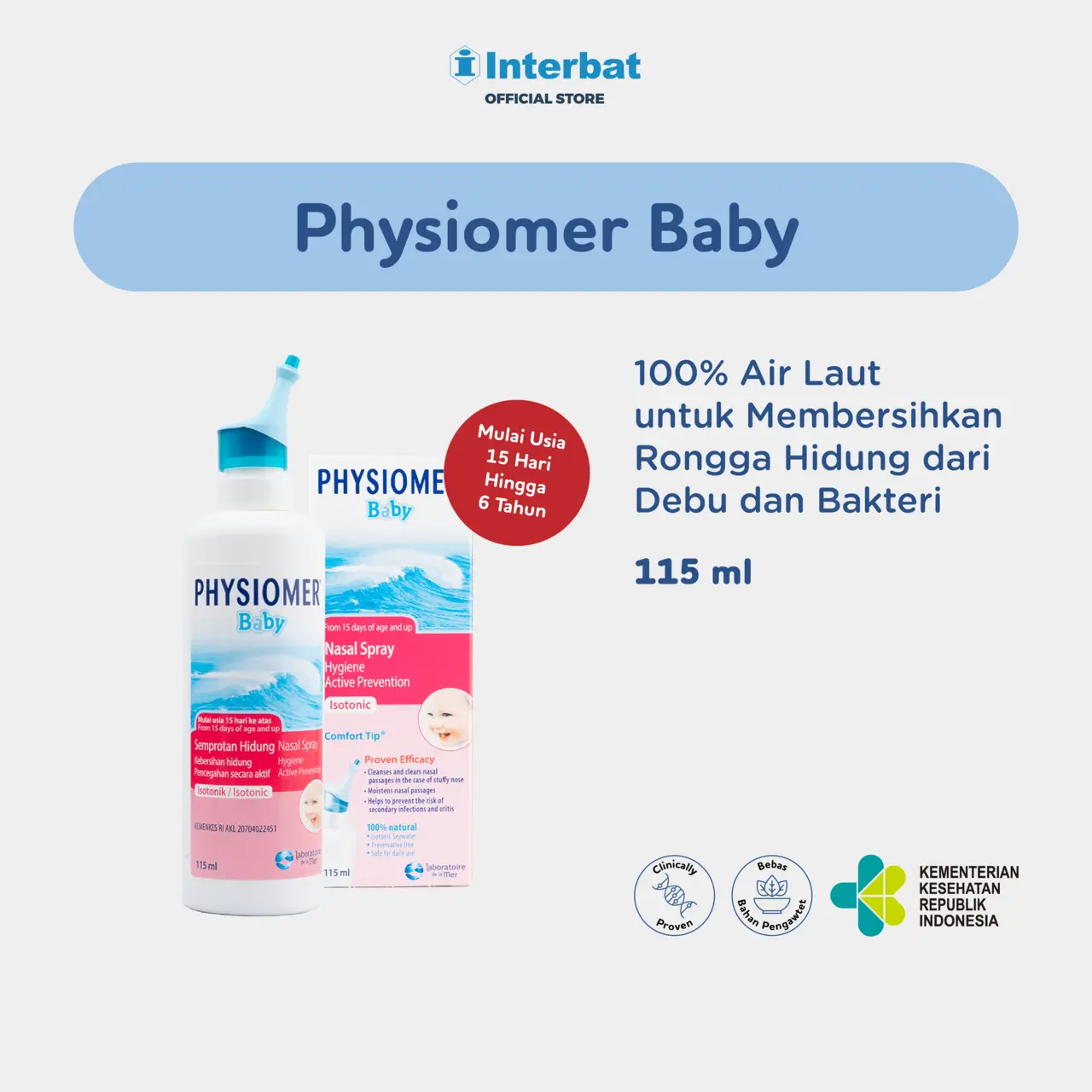 Physiomer Isotonik Baby Nasal Hygiene 115 ml - Semprotan Hidung 100% Air Laut untuk Membersihkan Rongga Hidung Bayi dari Debu dan Bakteri