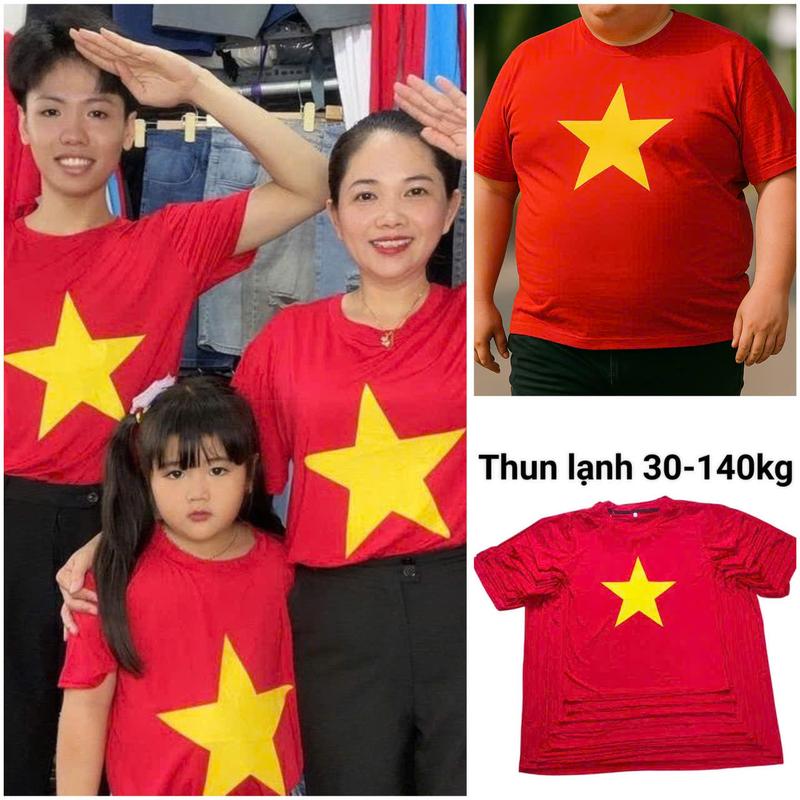 M62 Áo cờ đỏ sao vàng FULL BIGSIZE TỪ 30-140KG, nam, nữ, trẻ em đều mặc được, chất vải thun lạnh mát rượi, thấm hút mồ hôi tốt, co giãn 4 chiều