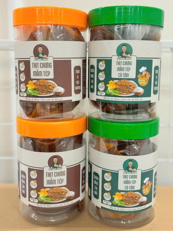 )Combo 2Kg thịt chưng mắm tép Lê Anh Nuôi (2 hũ 500g vị truyền thống và 2 hũ 500g có thêm  tôm sú tươi)