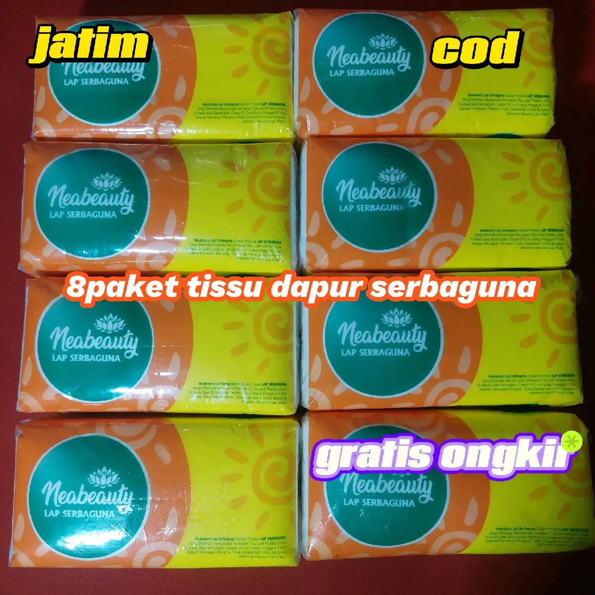 (8PACK TISSU DAPUR SERBAGUNA)Tissu dapur serbaguna dari neaubauty isi 200helai bisa dicuci 7x