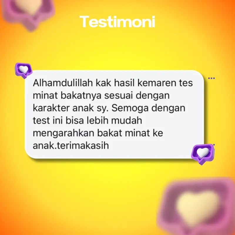 BakatHebat  - Tes Minat & Bakat, Tipe Kecerdasan, Potensi, Pola Asuh, Gaya Belajar, Love Language, dll. 8