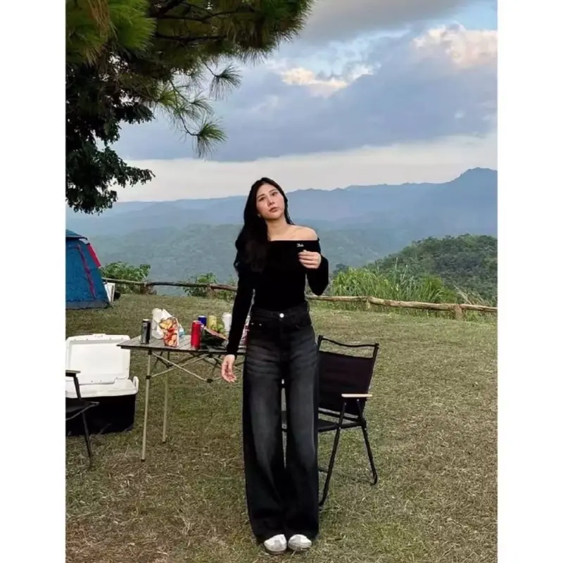 Celana Whisker Jeans Baggy Loose Skena Super Premium Highwaist Kulot Jeans Wanita Loose Korean Style kekinian Panjang Nyaman Boyfriend Khaki Melar Tebal 4