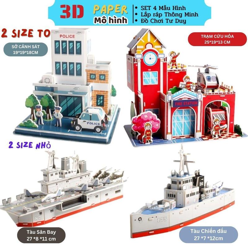    DEAL GIÁ HỦY DIỆT    CỠ LỚN NHIỀU MẢNH  SET 4 Mô Hình Lắp Ráp Thông Minh - Rèn Tập Trung Tư Duy -Logic - Đồ chơi ghép hình 3D nhiều màu sắc đa dạng cho bé 