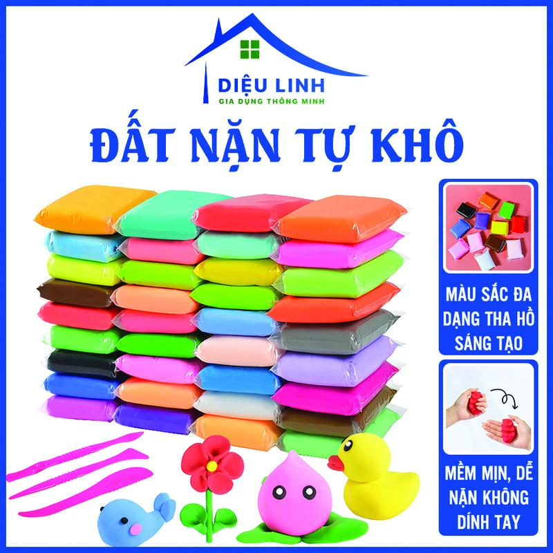 Đất Nặn Tự Khô 12 Màu An Toàn Cho Bé Không Dính Da Tay Không Mùi - Đất Sét Tạo Hình Tự Khô Siêu Nhẹ Dieulinhshop