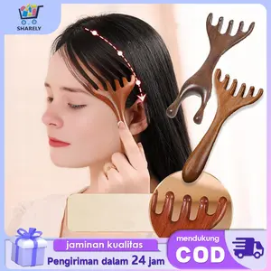Sisir Pijat Kepala Bahan Kayu Sisir Pijat Meridian Kayu Cendana Antler Meridian Comb untuk Scalp Massage dan Meridian Therapy Meningkatkan Sirkulasi Darah dan Mengurangi Ketegangan di Kepala Leher Facial Terapi Remaja Mengencangkan Alat
