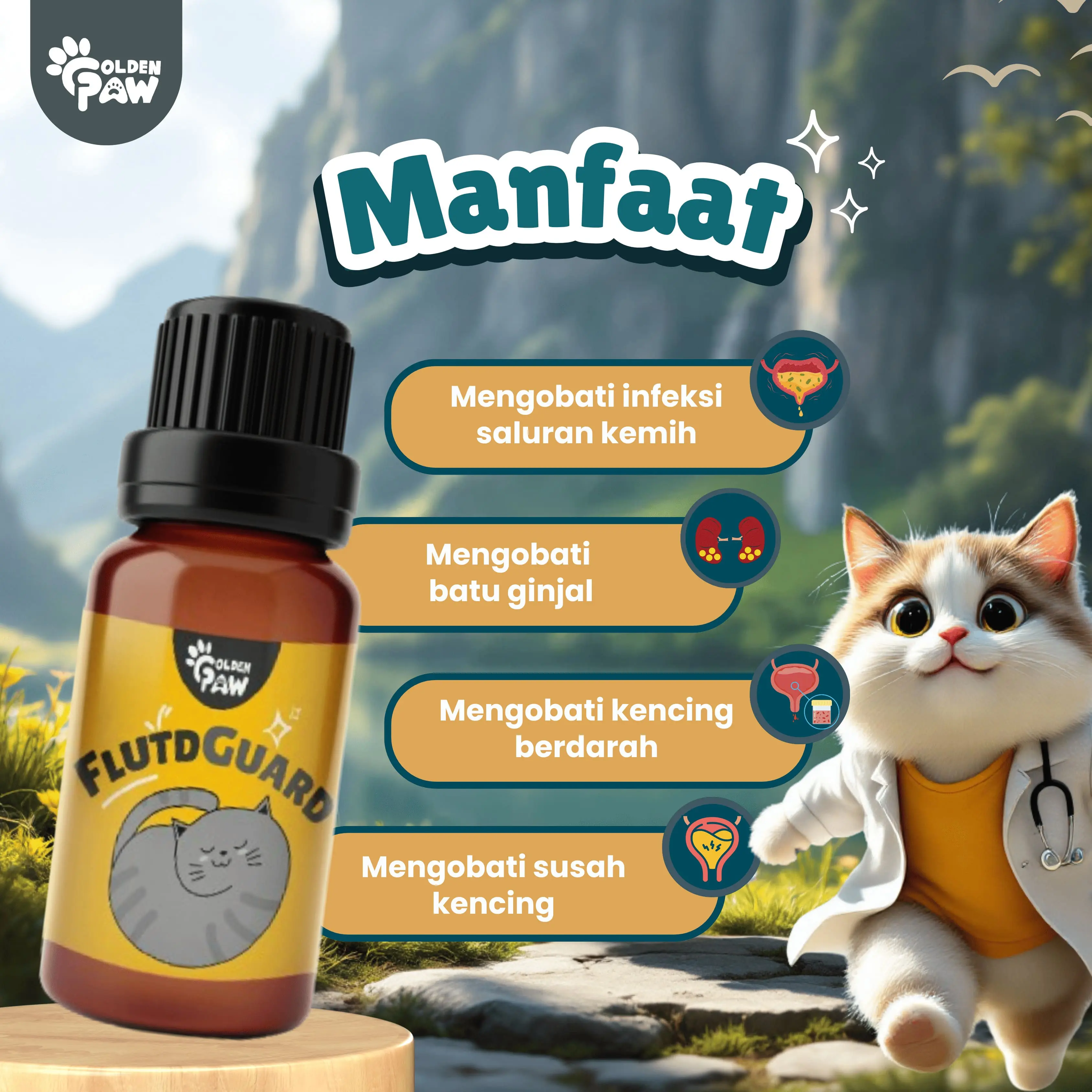 FLUTD-GUARD 5gr by Golden Paw Obat Flutd Susah Kencing Pipis Kucing Pipis Berdarah Tidak Lancar Batu Ginjal Obat Saluran Kencing