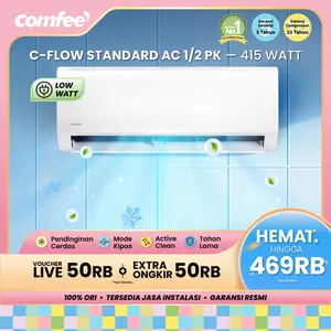 [GRATIS INSTALASI] COMFEE C-FLOW AC 1/2 PK STANDARD CFS-05FST Low Watt [INDOOR + OUTDOOR ONLY] - 0.5 PK Baru [FAST COOLING] [SLEEP MODE] [ECO MODE] [ANTI KOROSI] [ACTIVE CLEAN] [GRATIS ONGKIR]